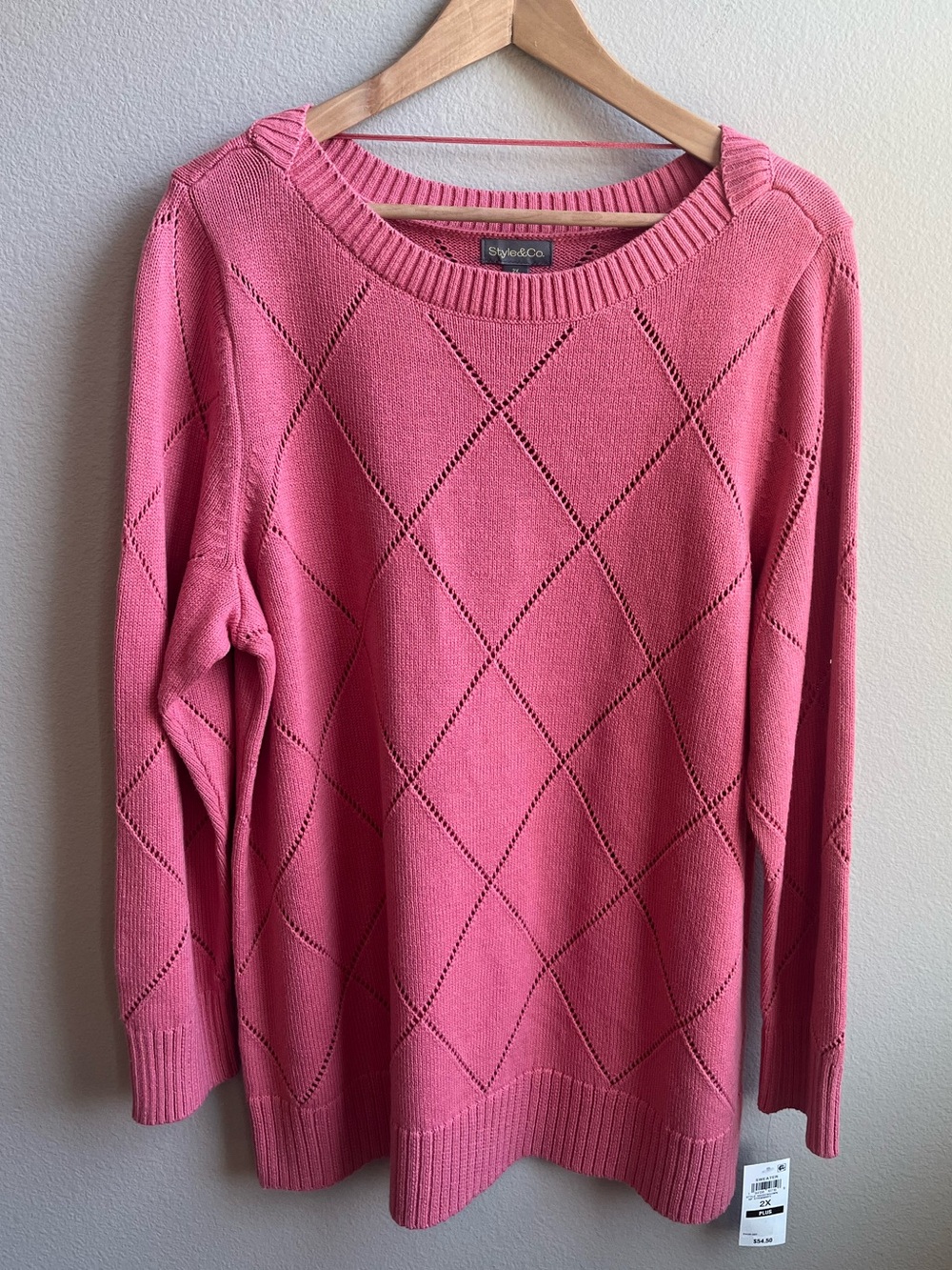 Classic Pointelle Pink Boat-Neck Sweater Preppy Classic NWT - Picture 4 of 8